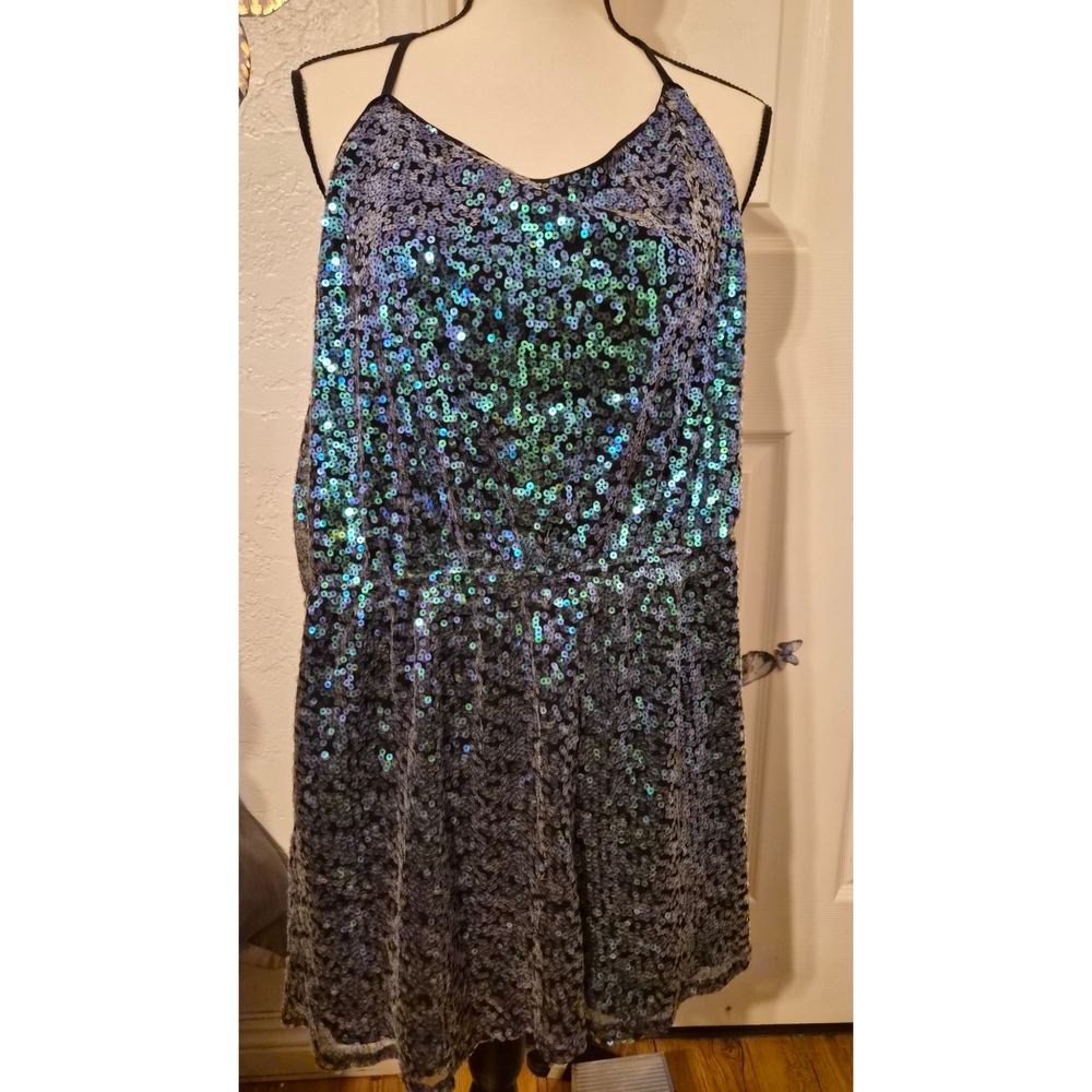 BCBGeneration Black and Green Sequin Dress